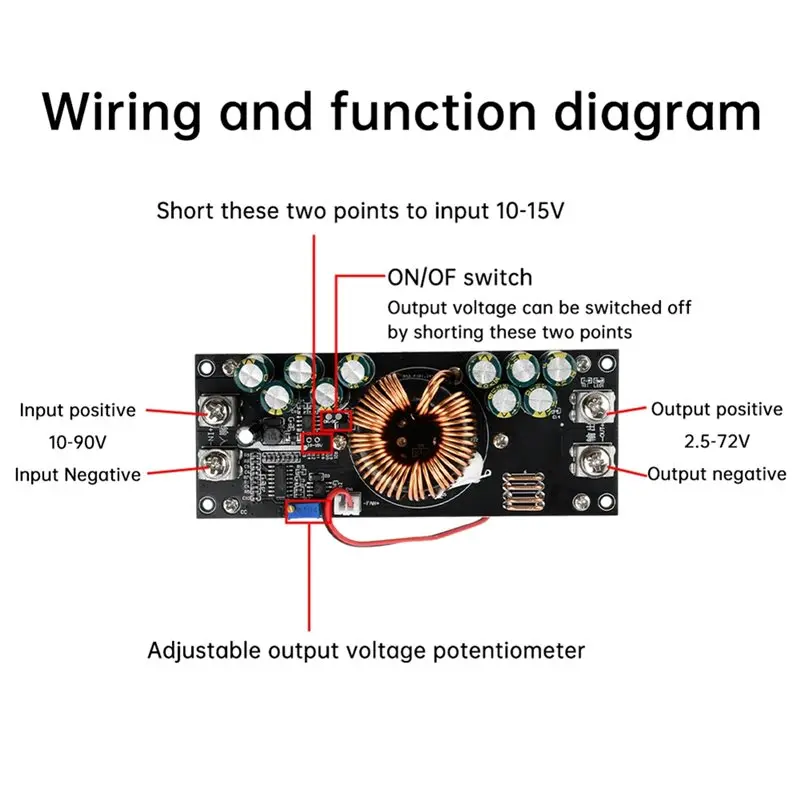 AA08-Adjustable 1200W DC-DC Buck Converter Step-Down Power Module DC15V-90V To DC2.5V-72V 30A/50A Constant Voltage