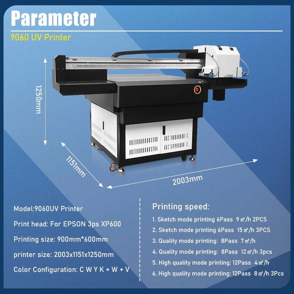 Industry 9060 UV LED Flatbed Printer Varnish UV Printing Machine Automatic UV Printer For Bottle Wood Mental Printing Machine