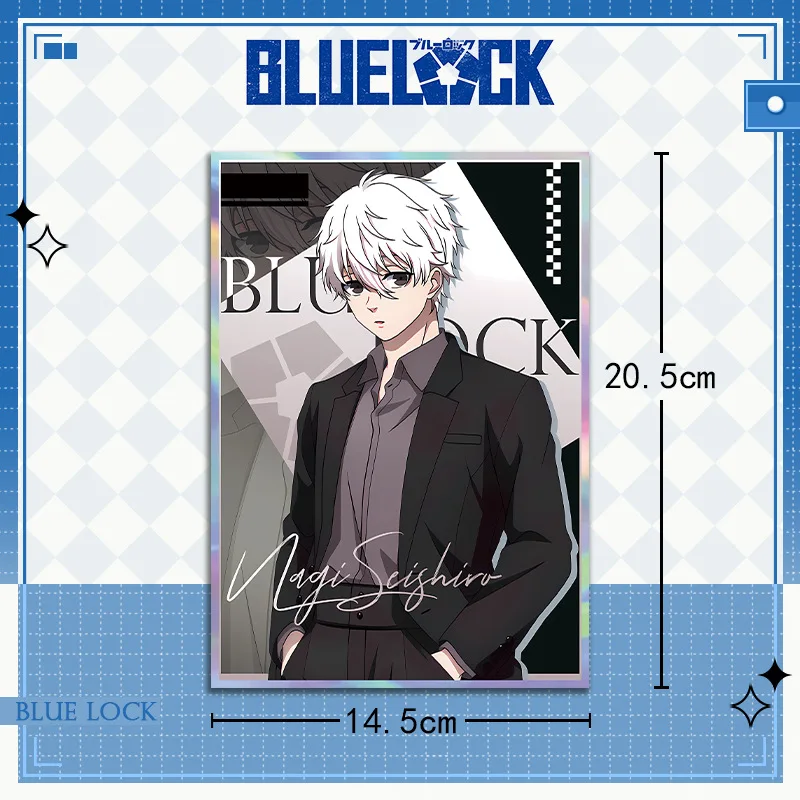 الأزرق قفل أنيمي سلسلة مفاتيح مصنوعة من الأكريليك حجم كبير 20 5x14 5 سنتيمتر الليزر حافة الأزرق السجن سلسلة الأزرق قفل تأثيري البضائع أنيمي #3