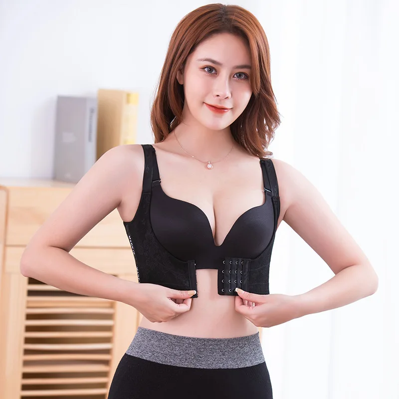 

New Front Opening Women's Anti Glare Sports Running Vest Style Underwear Comfortable Breathable No Steel Ring Gathering Bra