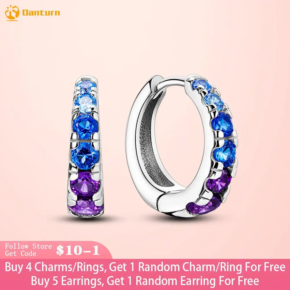 

Danturn 925 Sterling Silver Earrings Night Sky Blue Purple Gemstone Earrings Women Female Earrings Free Shipping