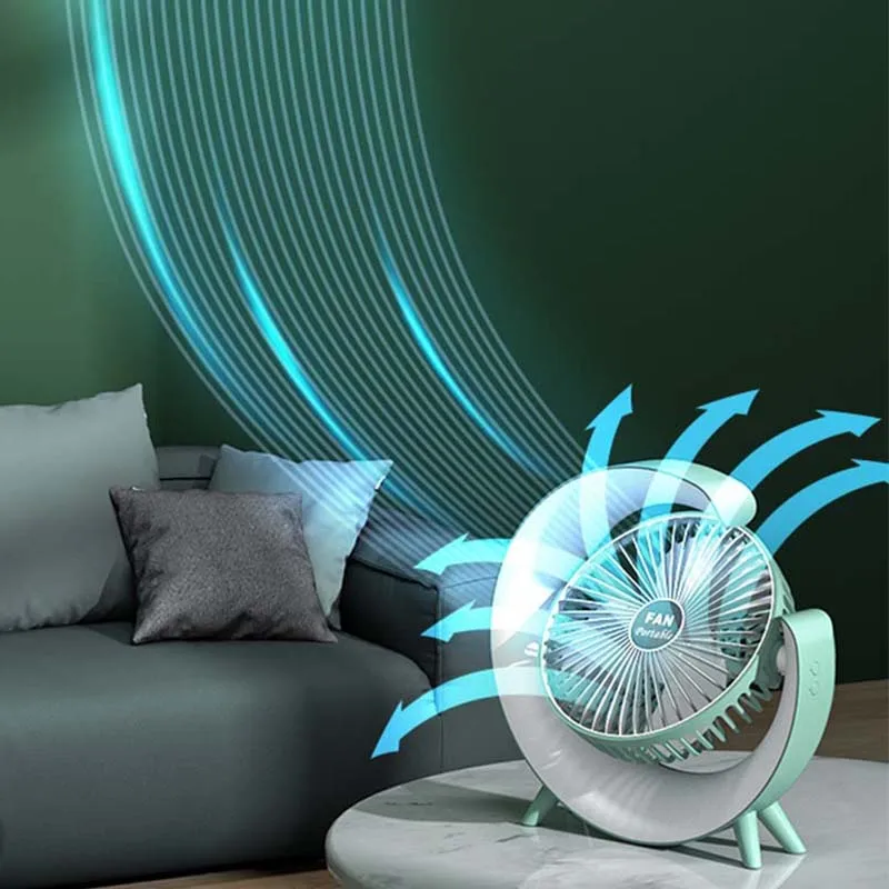 USB Charging Colorful Running Horse Lamp Standing Fan Portable Charging Small Fan Loop Silent Low Noise Atmosphere Light