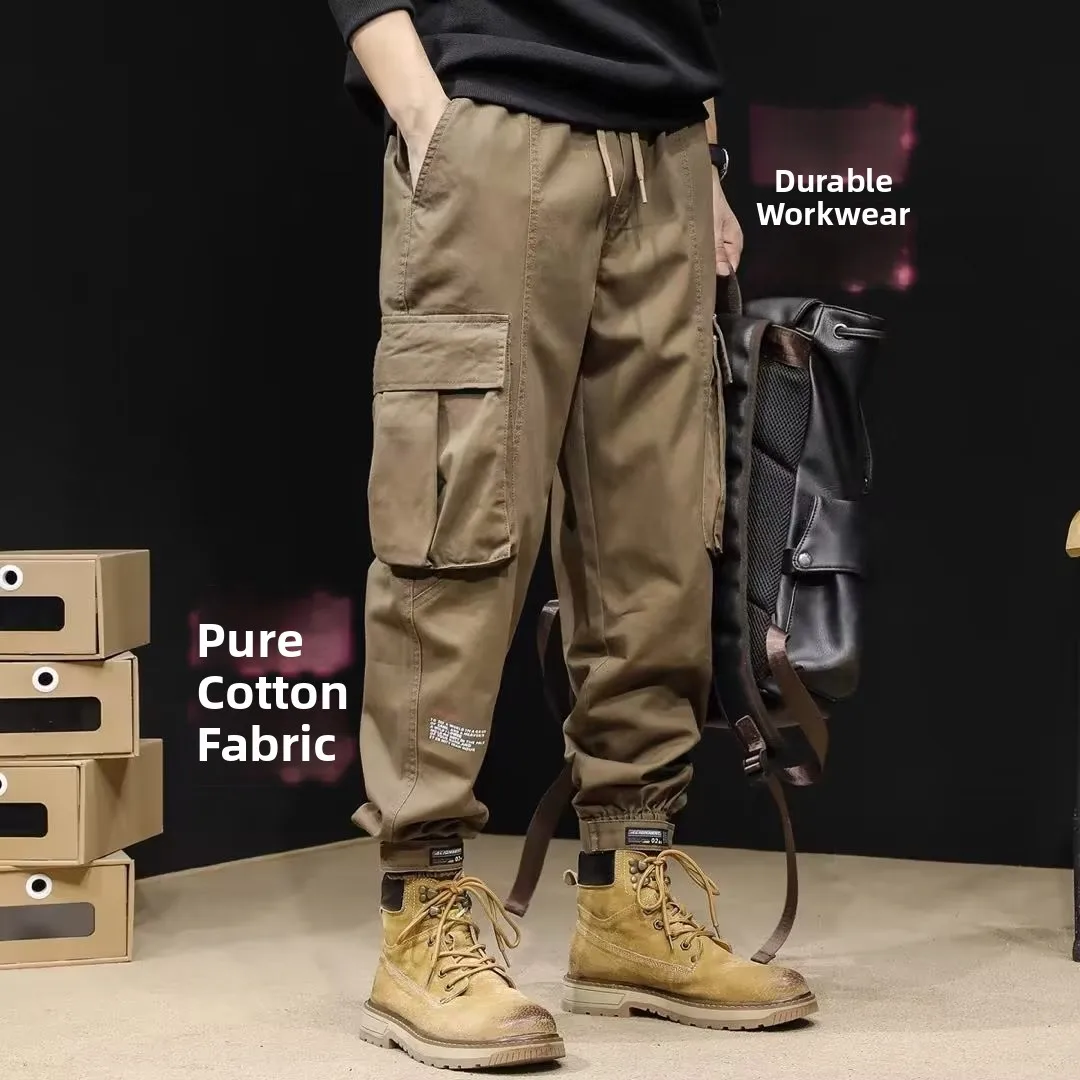 

Весенне-осенне-зимние мужские рабочие брюки с эластичной резинкой на талии, авторемонт, свободные, сварные, противоожоговые, молодежные...