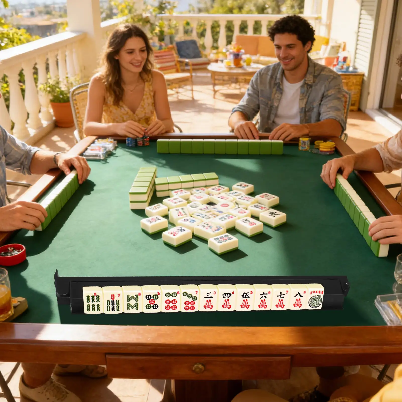

Mahjong Racks 4-Piece Compact Dominoes Game Organizers Mahjong Pushers And Racks For Home House Travel Club Holiday Festive
