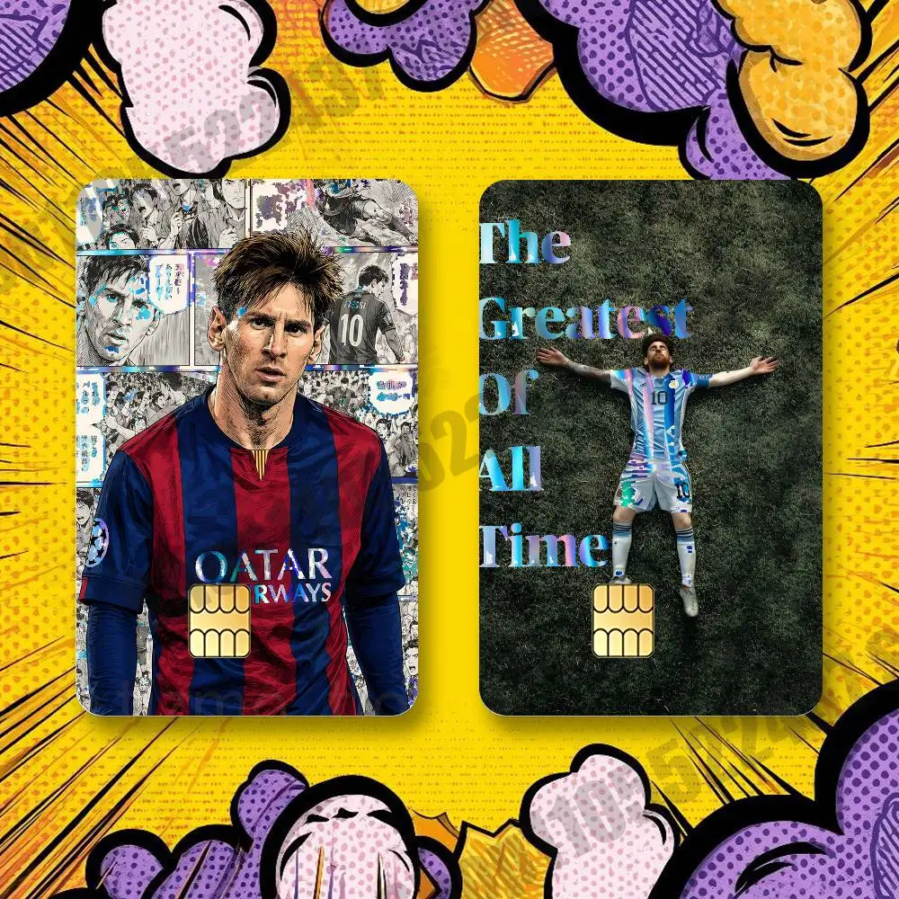 2026 Football Star M-Messi Holographic Laser Shinny Film Skin Cover Sticker for Debit Credit Card Bank Card