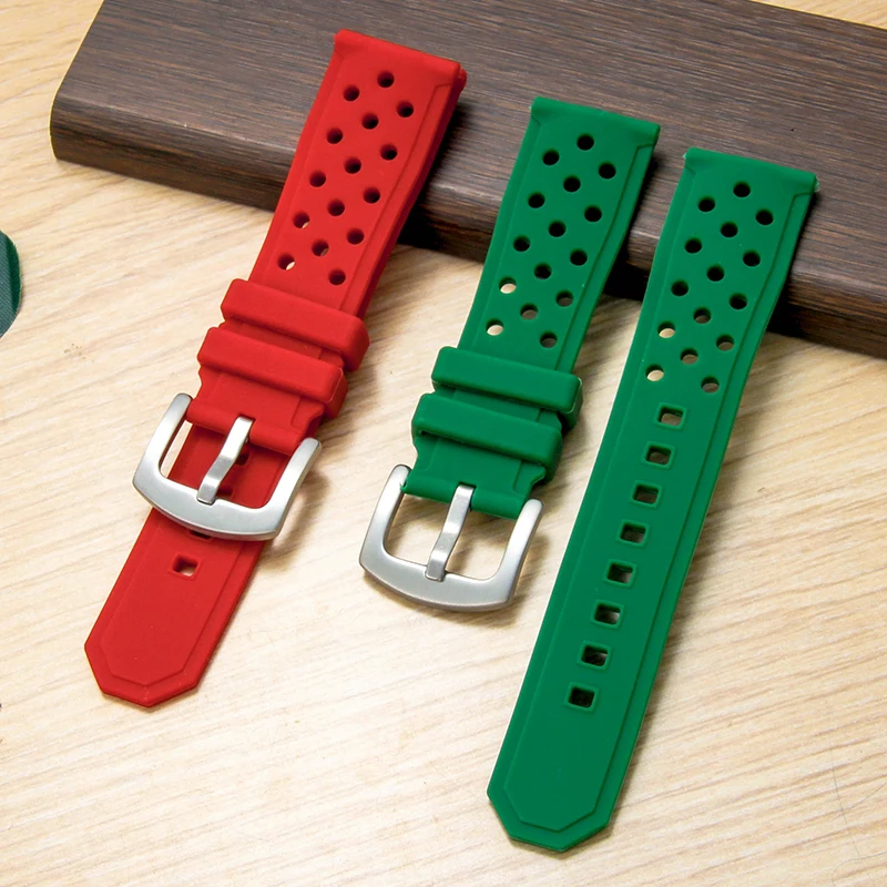 Pulseira de relógio de silicone com design especial respirável e amigável à pele para tag heuer aquaracer série f1, pulseira de múltiplas combinações 22mm