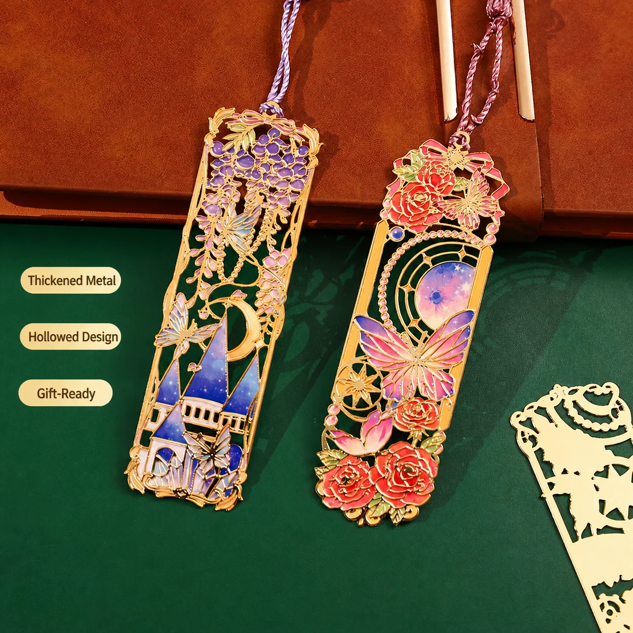 Vintage Chinese Style HollowOut Butterfly Metal Bookmark With Tassel Exquisite Decorative Book Mark For Book Lovers Reading Gift