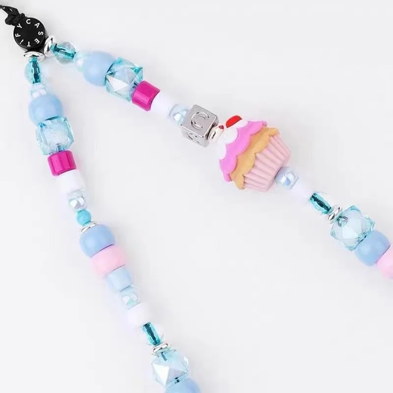 สายคล้องโทรศัพท์มือถือแบบยาวอเนกประสงค์ลายไอศกรีมน่ารักสำหรับโทรศัพท์สายคล้องข้อมือ iPhone สำหรับ Samsung Galaxy