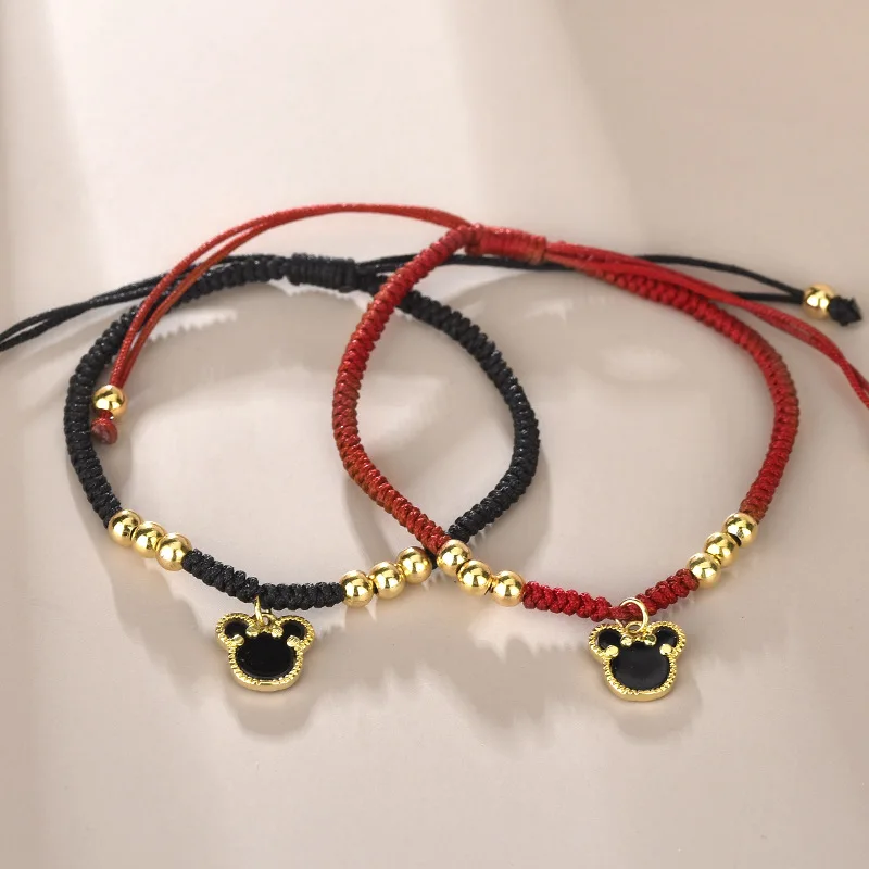 

Disney Mickey Mouse New Agate Braided Bracelet Cartoon Mickey Korean Version Design Ins Style Couple Bracelet