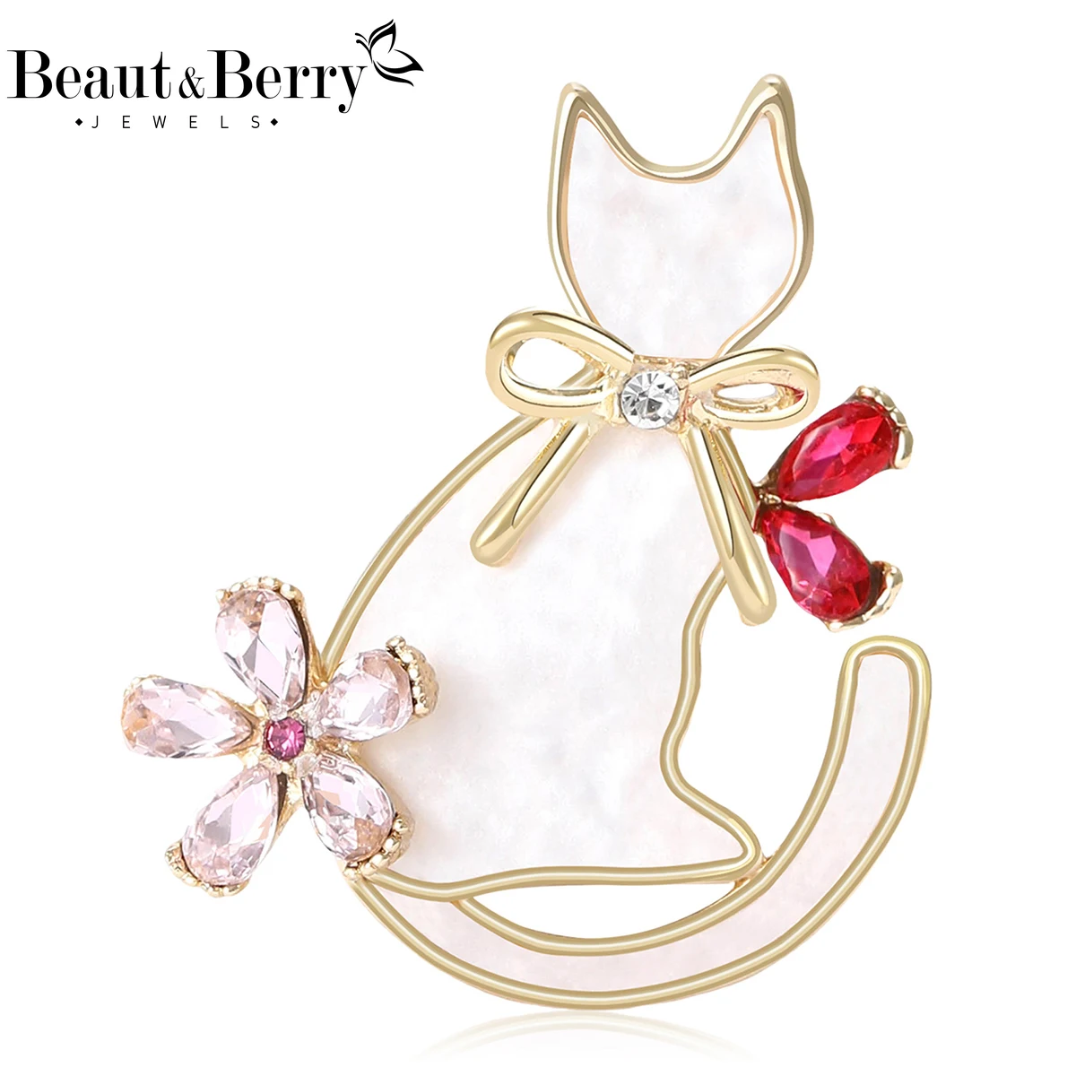 Beaut&Berry Luxury Enamel Cat Brooches for Women Unisex Animal Pins Casual Party Jewelry Accessories Gifts Decoration