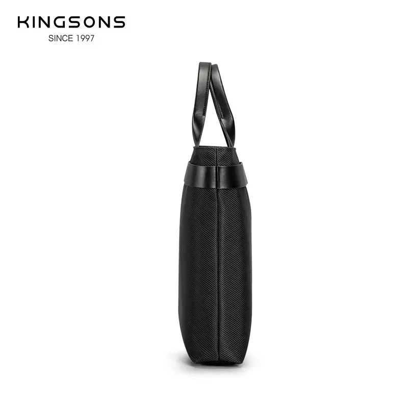 Kingsons 2024 Men Women Fashion Business Briefcase 15.6 inch Laptop Bag Waterproof Top-Handle Bag Classic Black Handbag