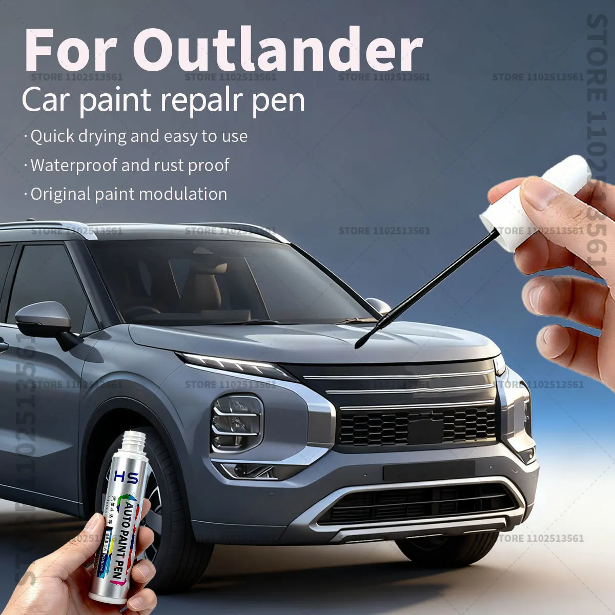 For Mitsubishi Outlander Car Paint Repair Pen Touch Up Scratch Remover DIY Auto Accessories White W17 W85 Black Red P26 Gray AB
