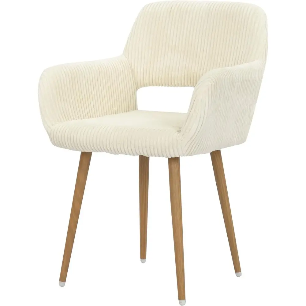 

Home Oice Corduroy Desk Chair, Makeup Vanity Chair, Comy Accent Armchair with Wood Grain Metal Legs, Cute Dining Chair