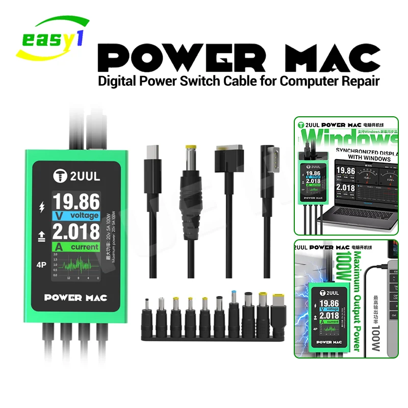 

2UUL Computer Jumper Cable Compatible with Most Laptops Dual Input Mode with 10 Adapters for Motherboard Testing Repair