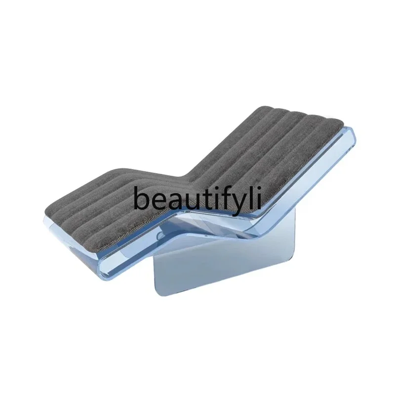 

Italian minimalist blue acrylic sofa, leisure chair, single sofa, living room, bedroom, chaise longue