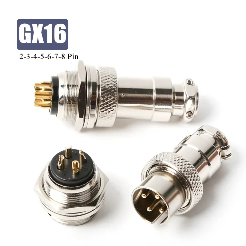 GX16 Reverse-mounting Aviation Plug Socket 2 3 4 5 6 7 8pin DF16 Soldering Connector M16F Signal Socket 300/500V Male Female Set