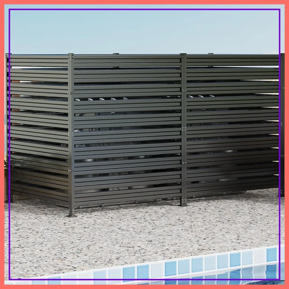 42 Zoll H x 38 Zoll B 3-teiliger Metallzaun für Klimaanlagen, AC-Gerätegehäuse, Sichtschutz für Terrasse, Schwarz