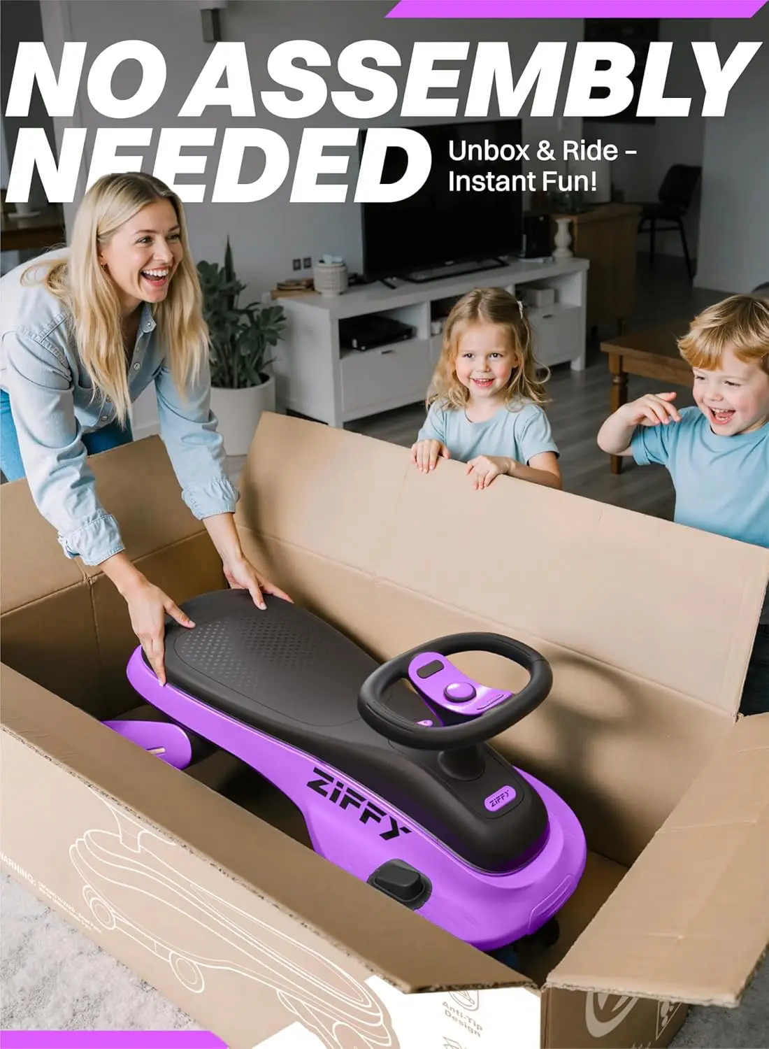 JOYFY 6V 5.5A Electric Wiggle Car with Pedal Light-Up Rechargeable Battery 2-in-1 Swing Car 2 Speed Ride-On for Kids Ages 3+