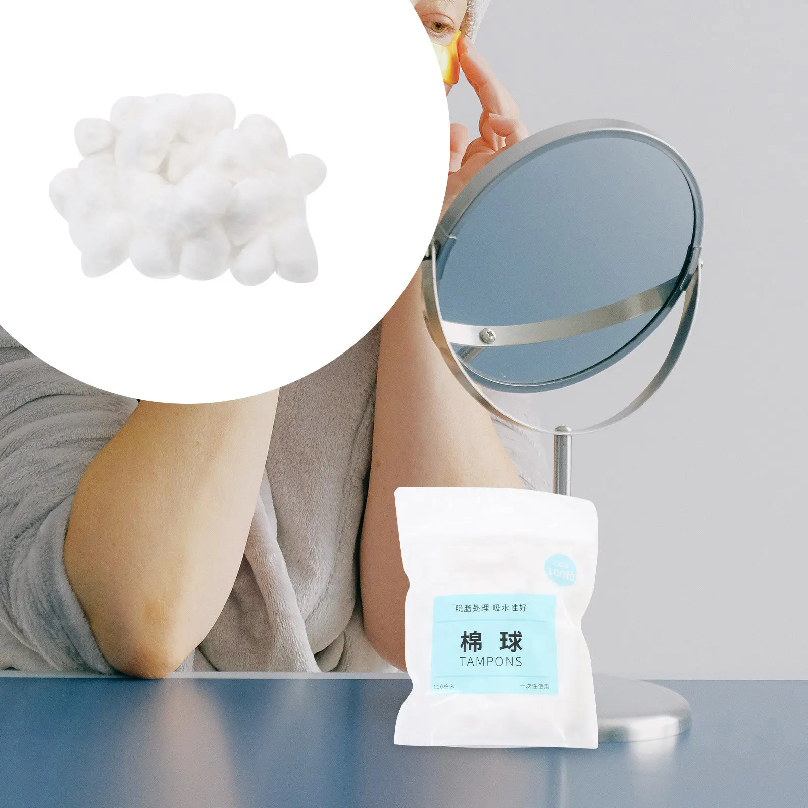 300Pcs Makeup Cotton Balls Pure Soft Absorbent Natural Cotton Balls for Makeup Removal Nail Polish Application Care Pet Ear