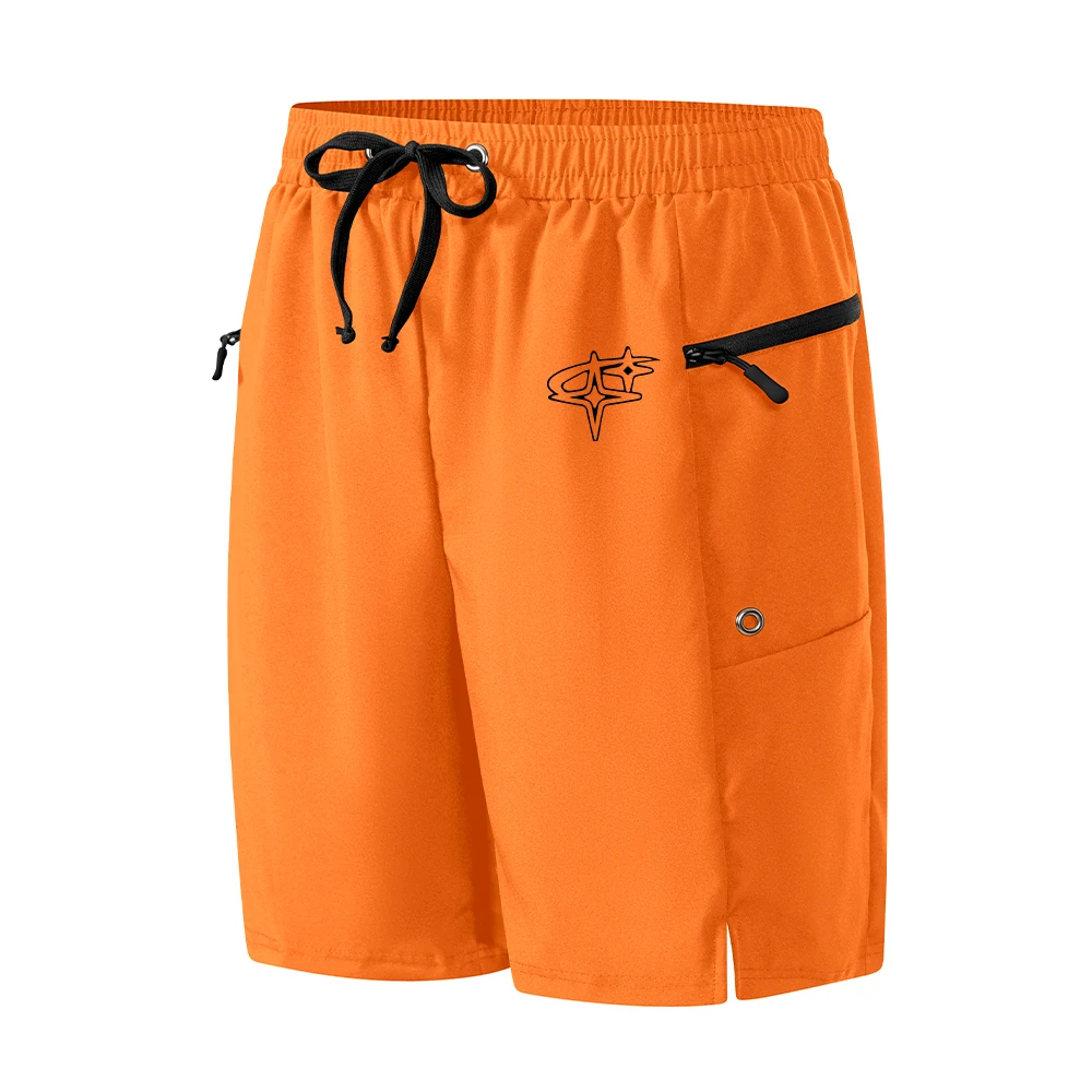 

Men's Quick Drying Zipper Pocket Athletic Shorts 2026 New Style Star Print Drawstring Casual Pants For Fitness And Running