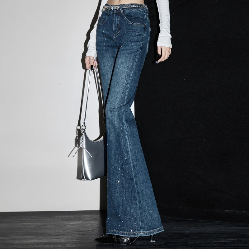 

Hot Diamond Flared Jeans for Women, Slim Design, Casual, Versatile, Stretchy Floor-length Trousers