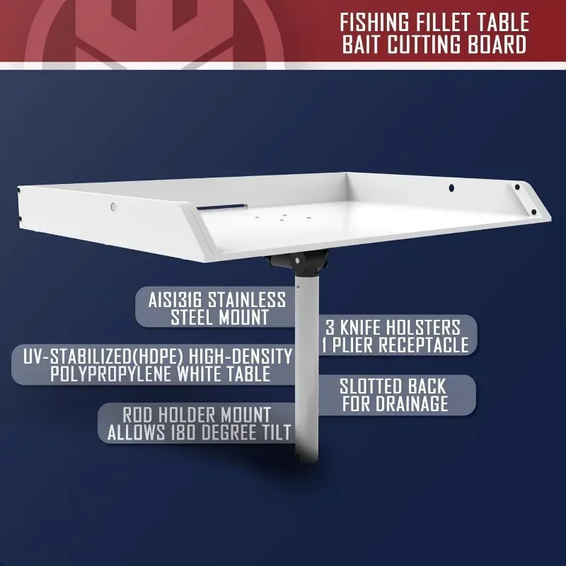شعبية | لوح تقطيع الطعم للقارب، لوح تقطيع القارب، مع حامل قضيب لتخزين ذو طيات وفتحة سكين، لتنظيف الأسماك #2