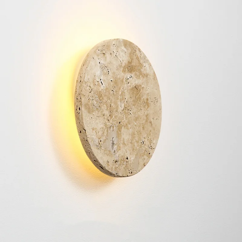 IWHD Nordic Modern LED Wall Lights Living Dining Room Bar Yellow Travertine Interior Home Decor Creatvie Bedside Lamp Lamparas