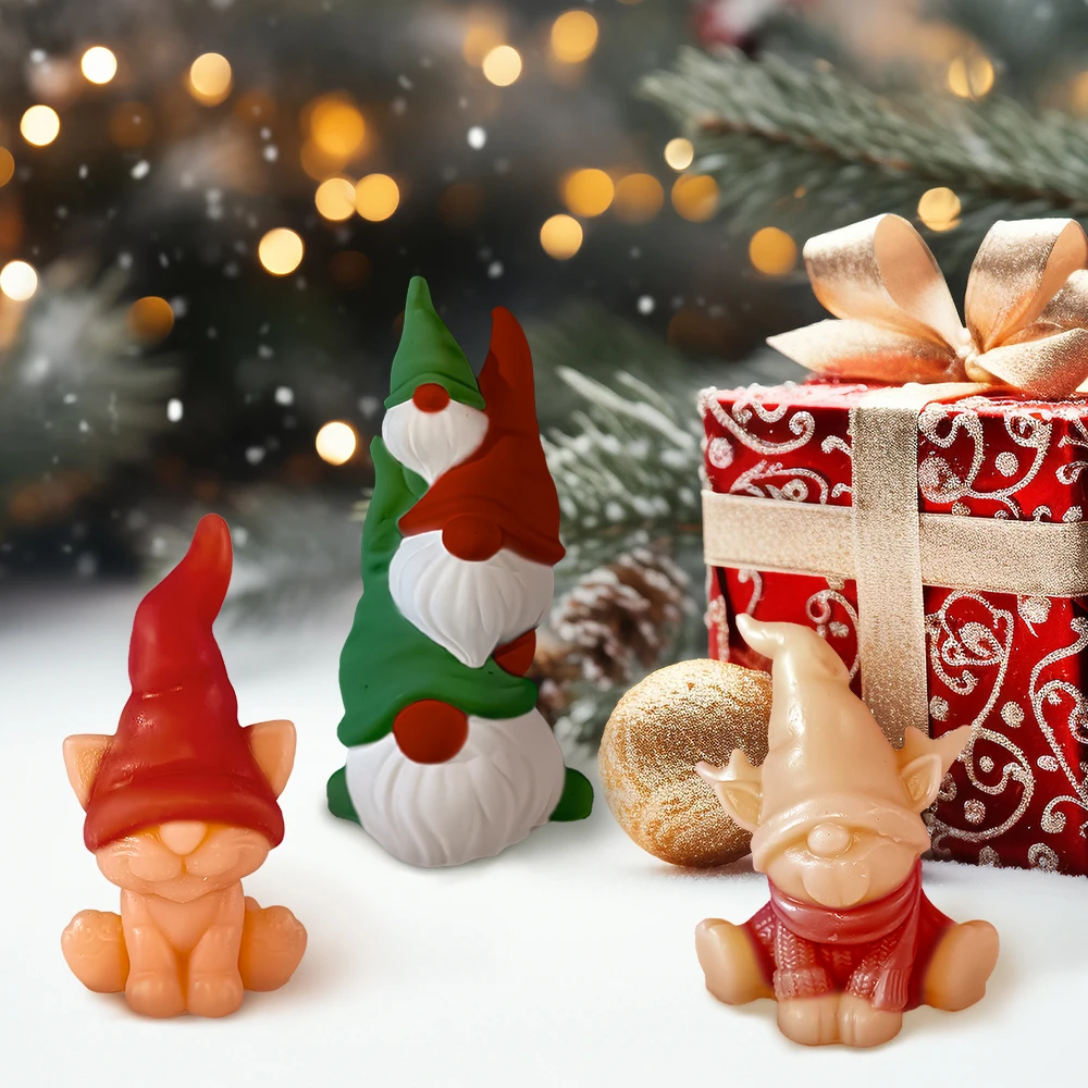 LZ046 Christmas Series Santa Claus Candle Mold DIY Cartoon Christmas Tree Soap Gypsum Silicone Resin Molds For Festival Crafts