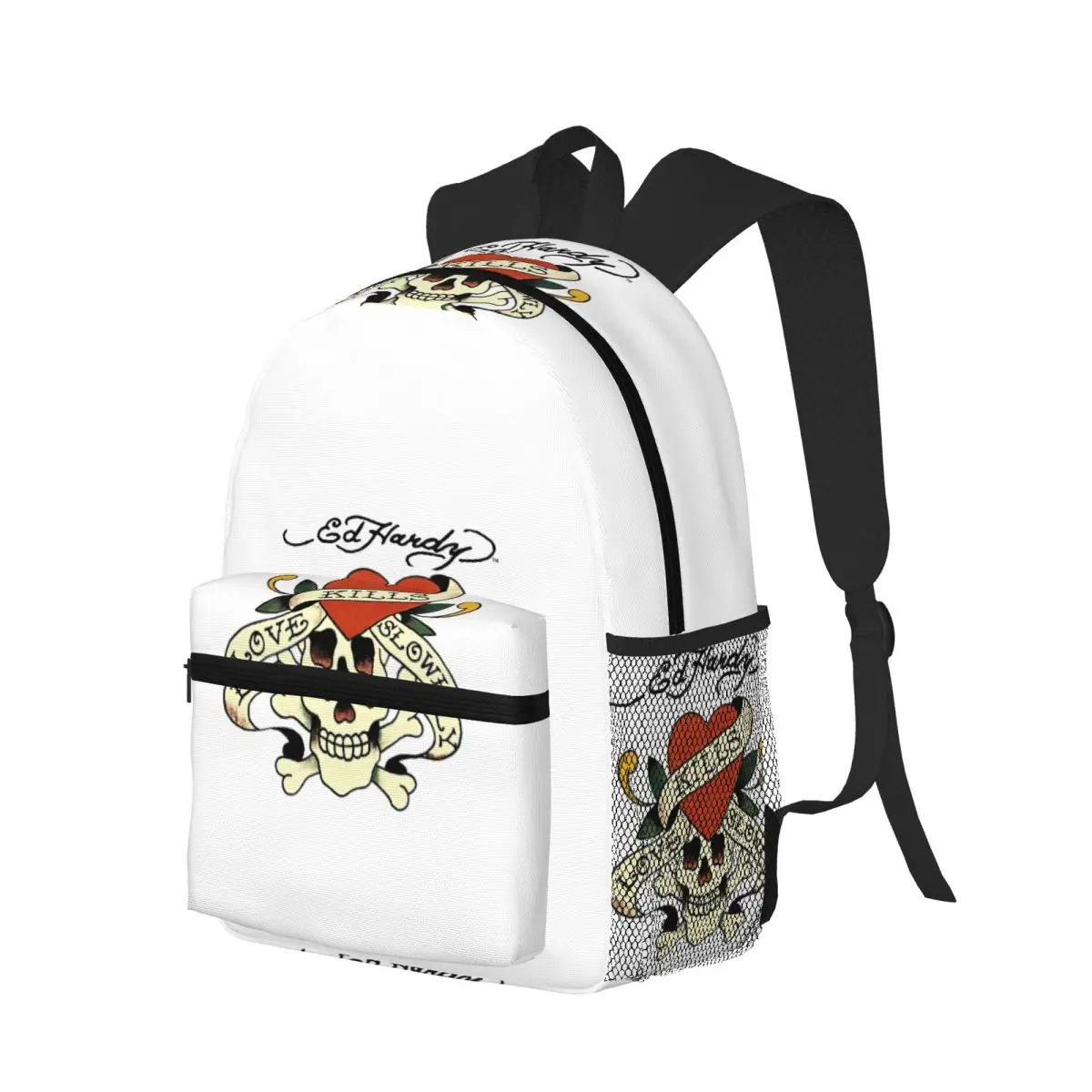 Ed Hardy Love Kills Slowly Student Backpack School Bag Hiking Travel Daypack for Boys Girls Bookbag Shoulder Bags