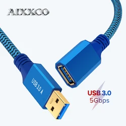 AIXXCO USB Extension Cable USB 3.0 2.0 Extender Cord Type A Male to Female Data Transfer Lead for PC TV USB Extension Cable