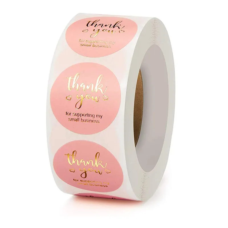 100-500pcs Thank You for Supporting My Small Business Stickers Thank You Stickers Labels Seals Kraft Pink Black Labels For Shop