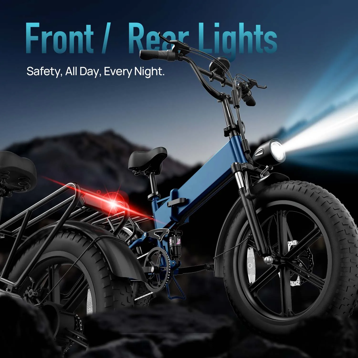 URLIFE T5 Foldable Electric Bike 20 Inch Fat Tire E-Bike for All Terrain 48V Removable Battery Long Range 80Miles Full Suspension Adult Electric Mountain Bike view 7