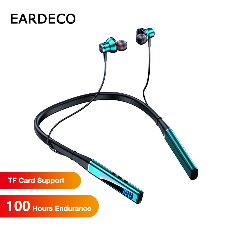 

EARDECO 100 Hours Playback Bluetooth Headphone Stereo Bass Wireless Headphones Neckband Earphones Sport Bluetooth Headset Mic