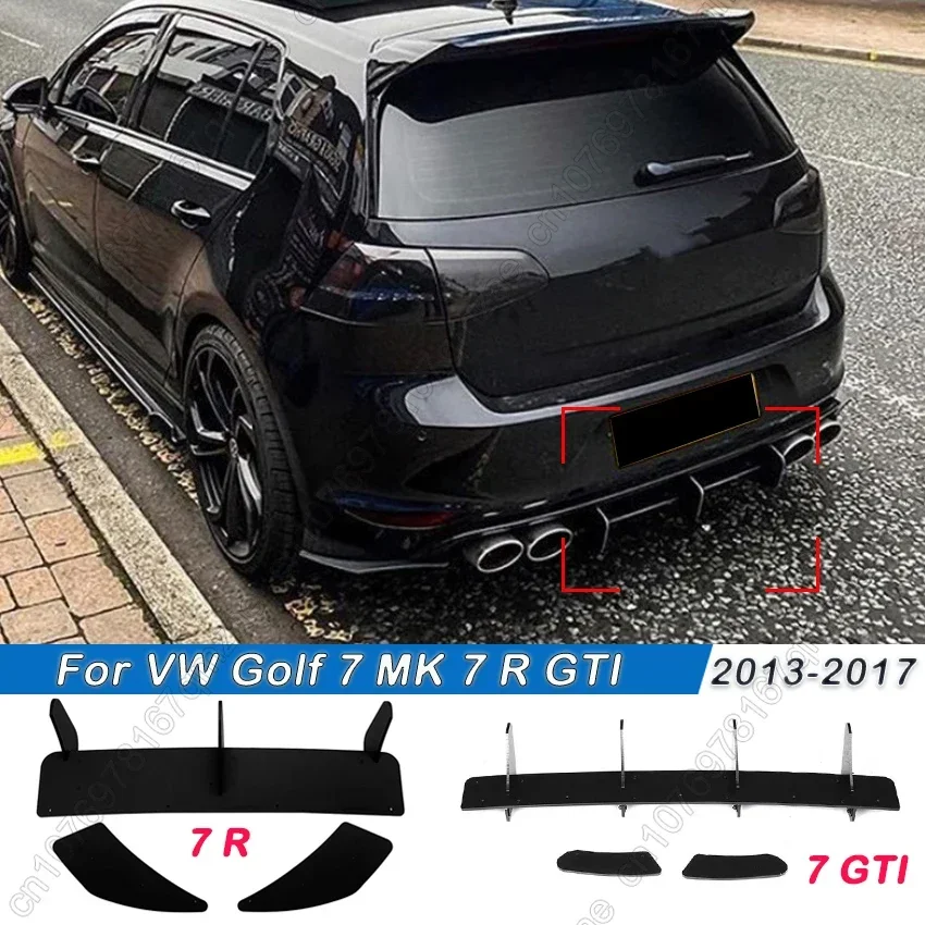 For Volkswagen Golf 7 MK 7 R GTI 2013-2017 Car Rear Bumper Diffuser Tail Splitter Spoilers Protector Guard Lip Body Kits Black