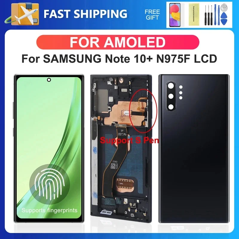 Для Samsung Note 10 Plus, для AMOLED Note10+ N975F N975 N975W, замена дисплейного модуля с сенсорным экраном и диджитайзером.