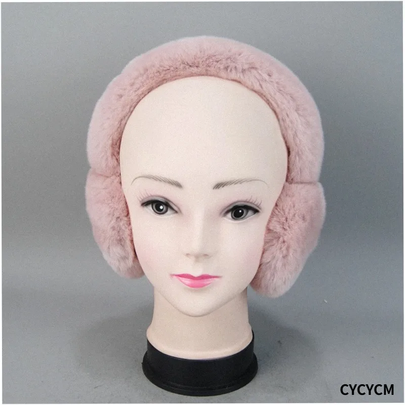 lady-lovely-本物のレックスラビットファーイヤーマフ天然毛皮イヤーマフロシア女性冬屋外暖かい本物のレックスラビットファーイヤーラップ