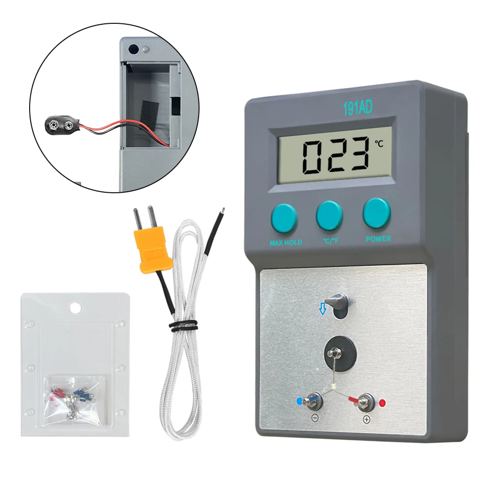 191AD Probador de temperatura de punta de soldador Termómetros de punta de soldador 0-800 ° C 13,7*8,5*3,5 cm con 10 sensores sin plomo