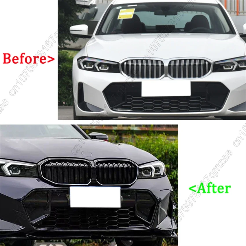 New LED Light Grille For BMW 3 Series G20 G21 320i 330i Facelift LCI 2022-2024 Racing Grills Front Gloss Black Grill Accessories