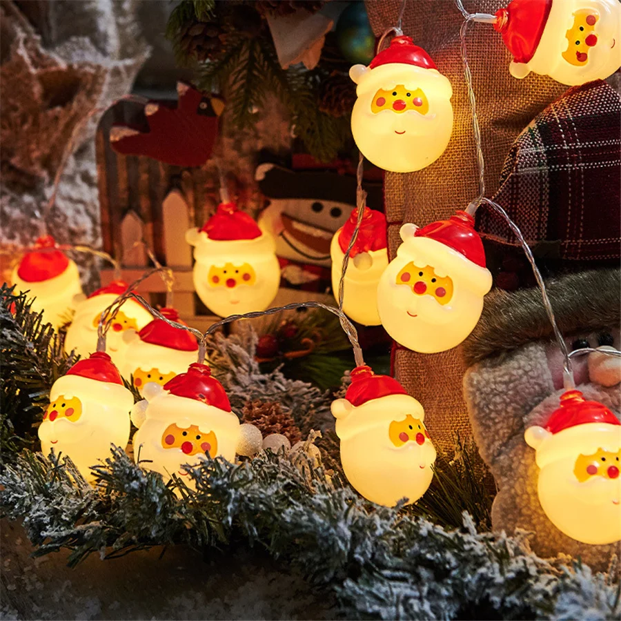 2023 New 10/20LED Snowman Santa Claus Fairy Garland String Light Battery Powered Christmas Lights for Home Party Xmas Tree Decor