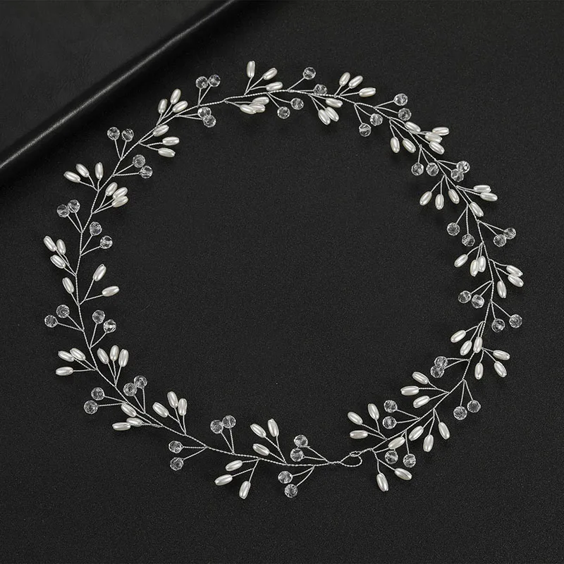 Floralbride Handmade Crystal Rhinestones Pearls Flower Bridal Hair accessories Hairband Wedding Headband Women Hair Jewelry