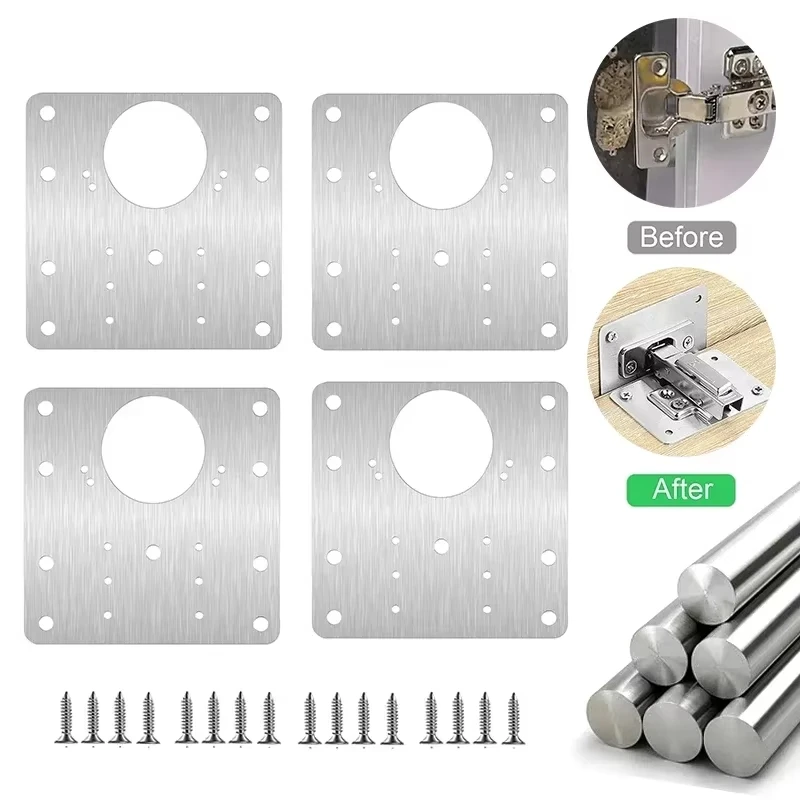 10-30pcs Kitchen Cupboard Door Hinge Mounting Kit Household Tool Hinge Repair Plate Furniture Drawer Cabinet Repair Fixing Plate