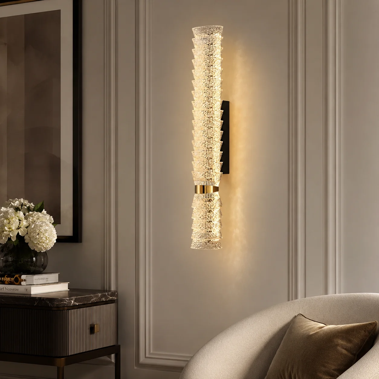 Luxury Crystal Glass Wall Sconce Gold Black Modern Wall Lamp for Living Room Bedroom Hallway Home Decor
