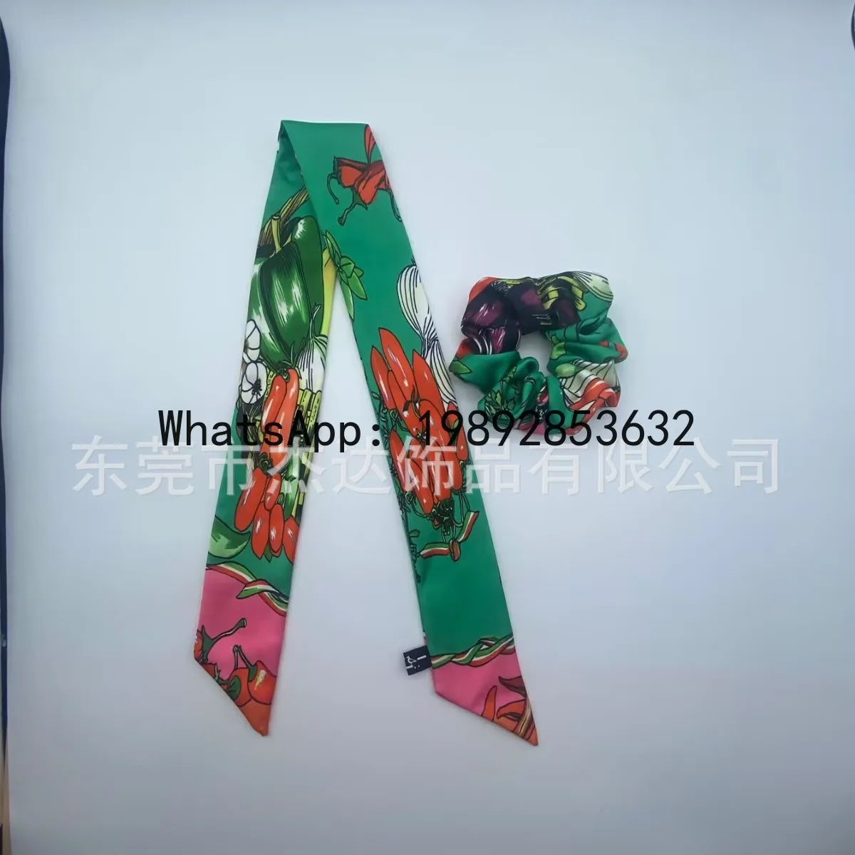 Pj trendy design high-end imitation 121 acetate soft printed ribbon headband and hair tie set