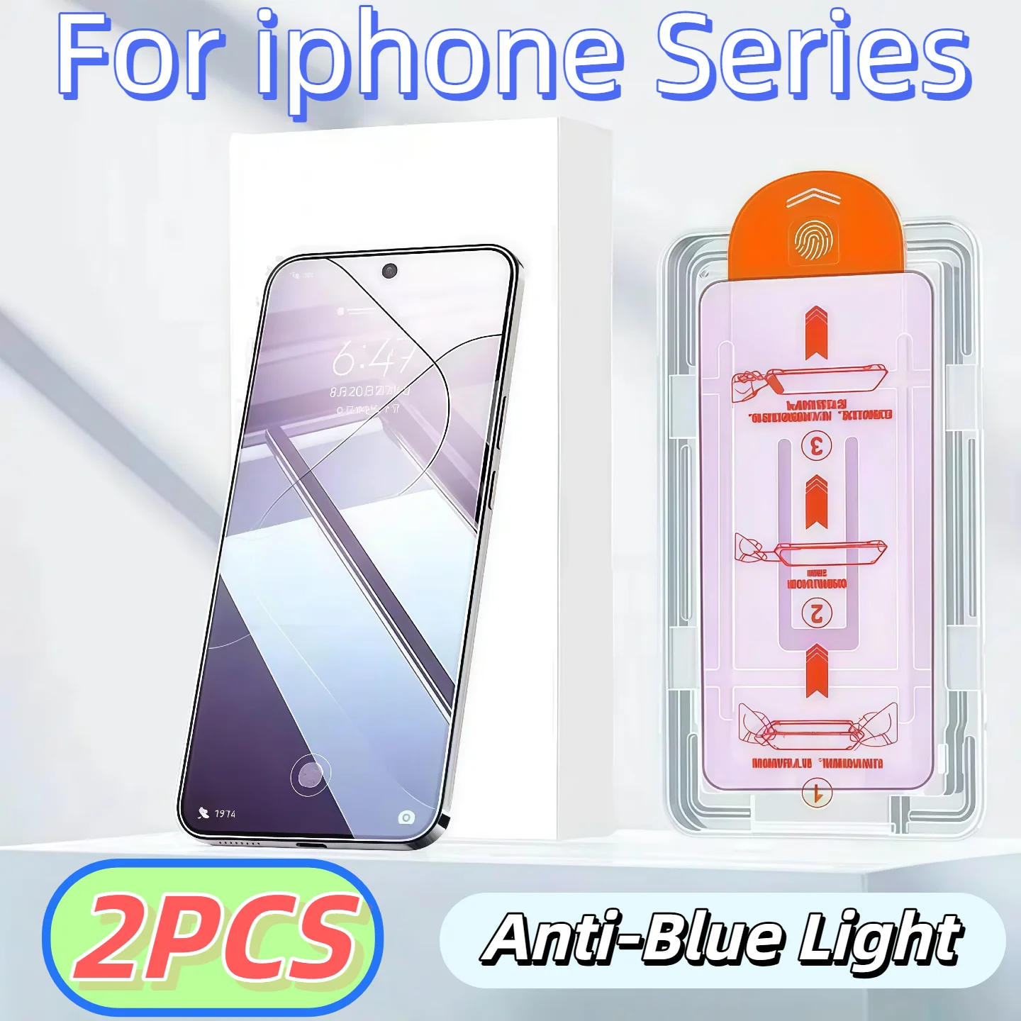 

2Pcs Tempered Glass Screen Protector Anti Blue-Ray For iPhone 17 16E 16 15 14 13 12 11 Pro Max XS XS HD Clear Scratch Resistant