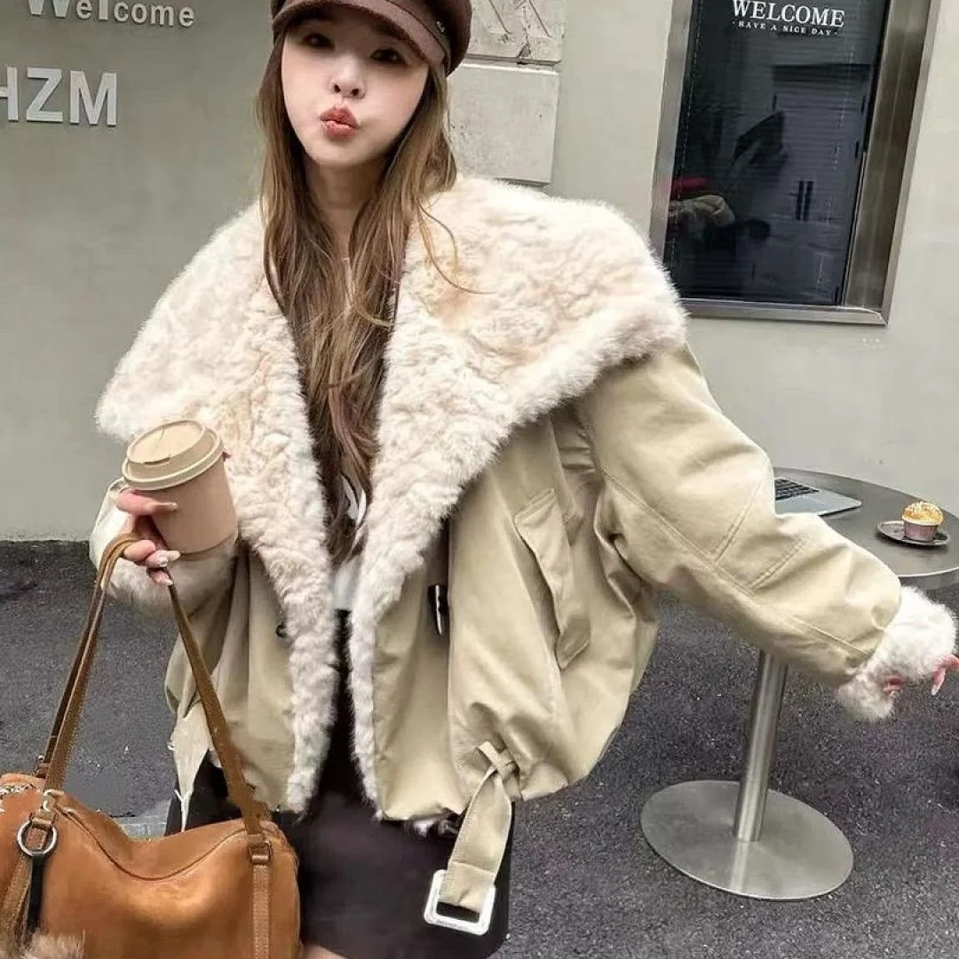 

Retro Hong Kong Sle Long Sve Thi Women's Court Sle down ort Jaet Winter Versatile Splicing Network Red