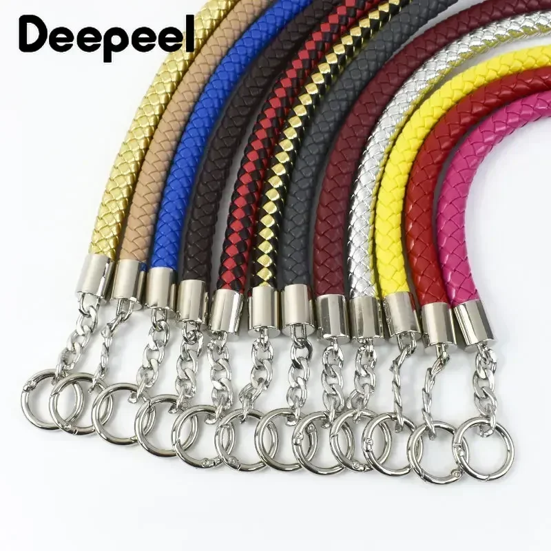 1Pc 30-60cm Colored Bags Handles Shoulder Strap DIY Handmade Replace Leather Rope Fashion Handbag Straps Weave Bag Accessories