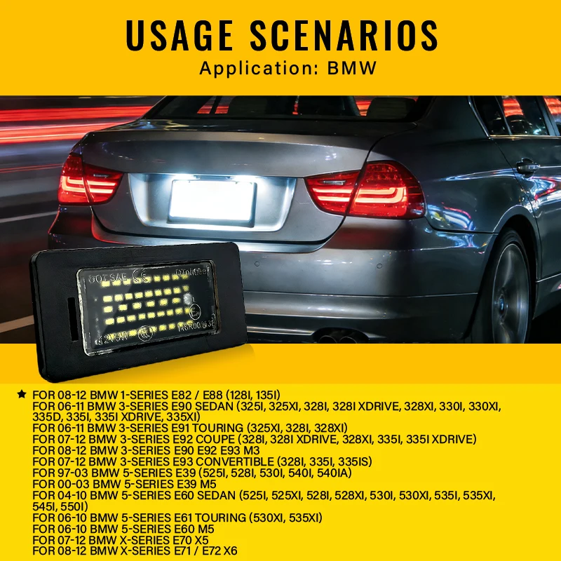 2X White LED Car License Plate Light Bulbs Auto Accessories For BMW E46 X5 E70 X6 E71 E72 E90 E92 E93 E91 M3 E39 M5 E60 E61 E82 view 4