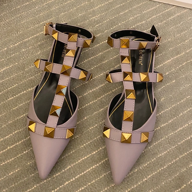 Fashion Sandals Pointed Toe Footwear Flats With Women Shoes New In 2024 Casual Female Shallow Buckle Strap Ladies Flats Shoes