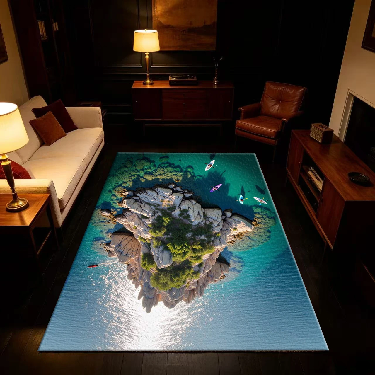 Overlooking the Reef Sea View, Kayak Sea View Carpet, Floor Non-Slip Mat