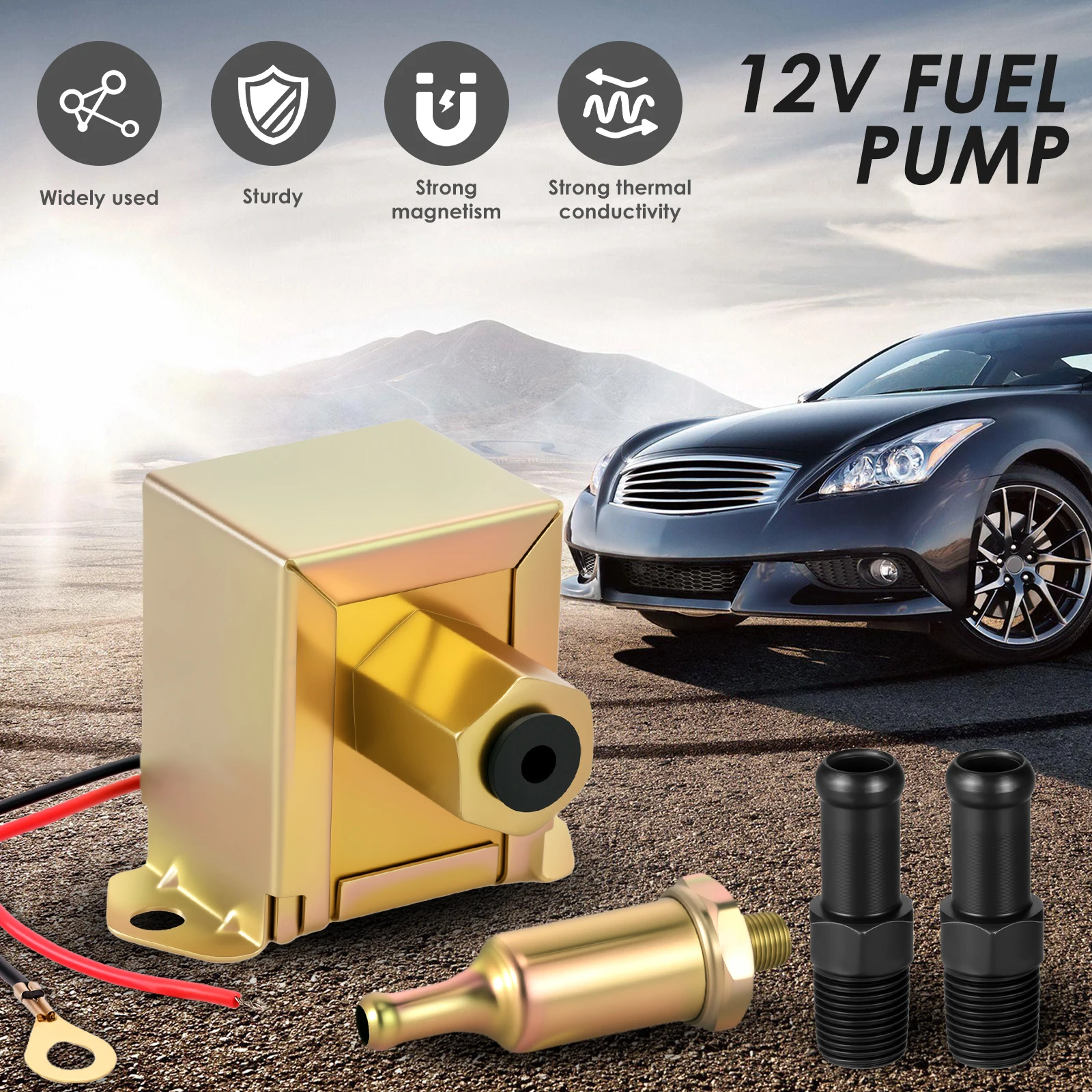 2.5-4PSI uniwersalna elektryczna pompa paliwa 12V metalowy wbudowany filtr paliwa numer części 40104, 40106, 40107, P502 pompa paliwowa